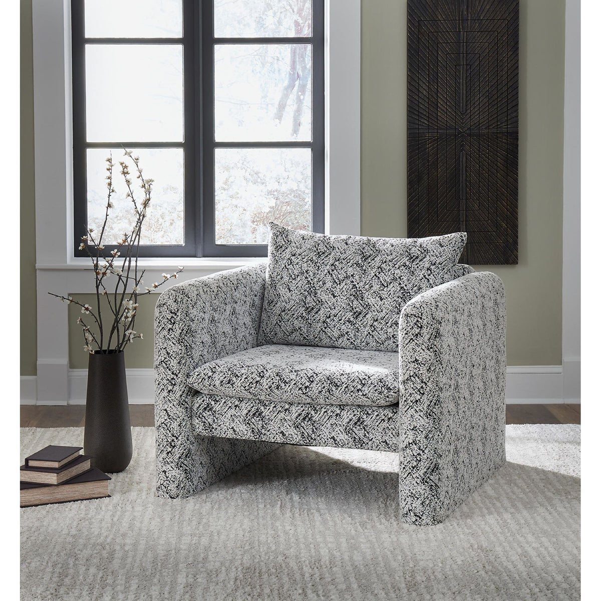 Kenbell - Black / White - Accent Chair